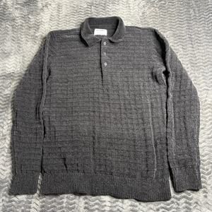 Old Navy Relaxed Chenille Polo Sweater Mens M Black Collared
